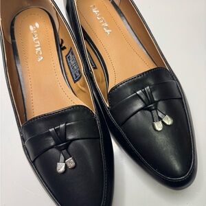Nautica Women's Black Leather Loafers
